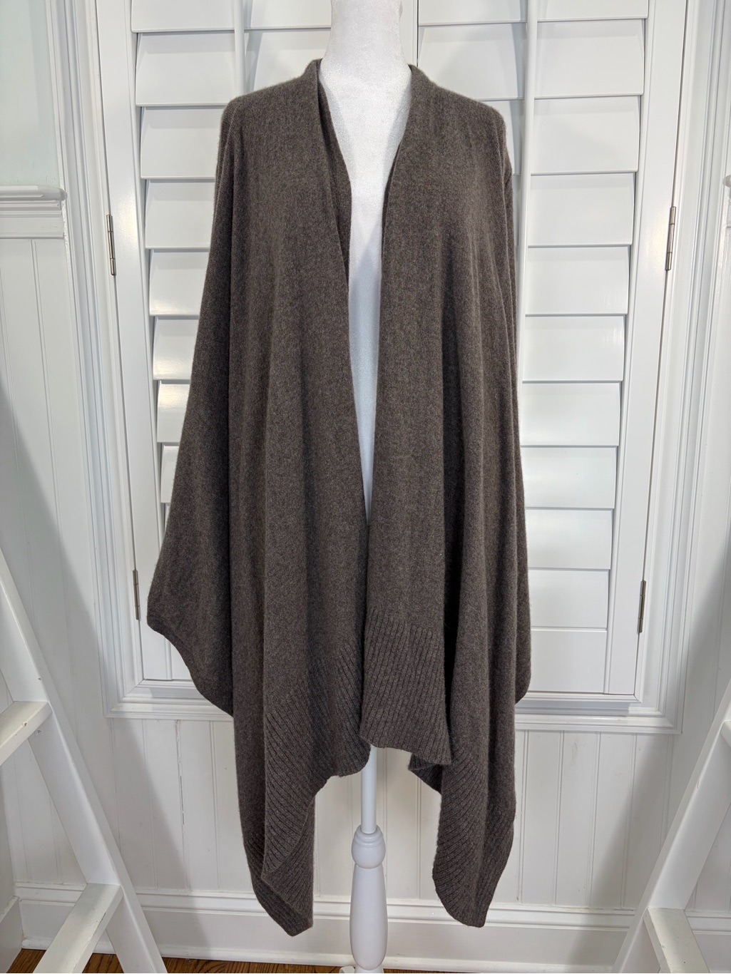 Lafayette 148 100% Cashmere Brown Open Front Cardigan (M)